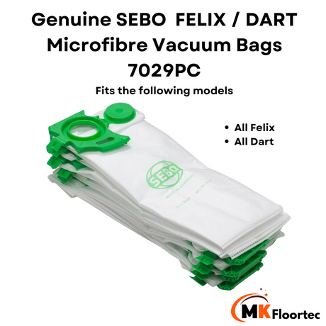 Genuine Sebo Felix / Dart 7029 Vacuum Cleaner Bags Dart (10 Pack)