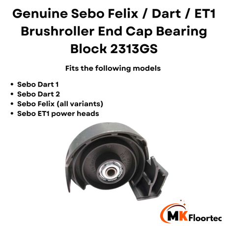 Sebo Felix / Dart / ET1 Brushroller End Cap Bearing Block 2313GS