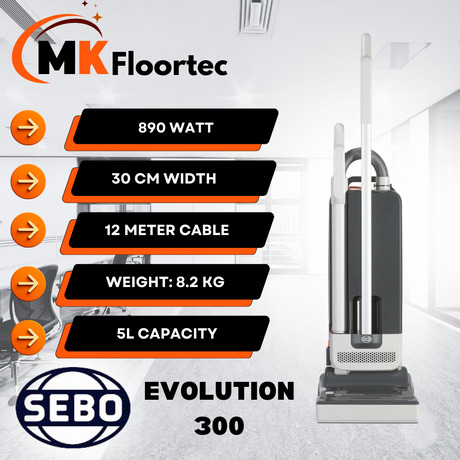 SEBO 300 Evolution Commercial Upright Vacuum Cleaner 30cm Width 91350GB