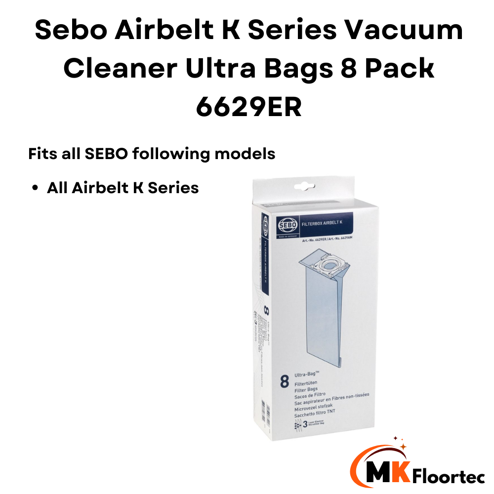 Sebo Airbelt K Series Vacuum Cleaner Ultra Bags 8 Pack 6629ER