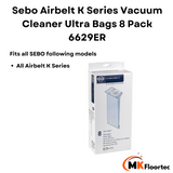 Sebo Airbelt K Series Vacuum Cleaner Ultra Bags 8 Pack 6629ER