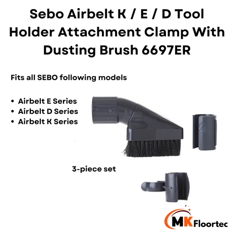 Sebo Airbelt K / E / D Tool Holder Attachment Clamp With Dusting Brush 6697ER