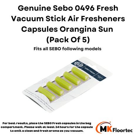 Sebo Orangina Sun vacuum cleaner air fresheners capsules 0496, providing a refreshing aroma while you clean your home.