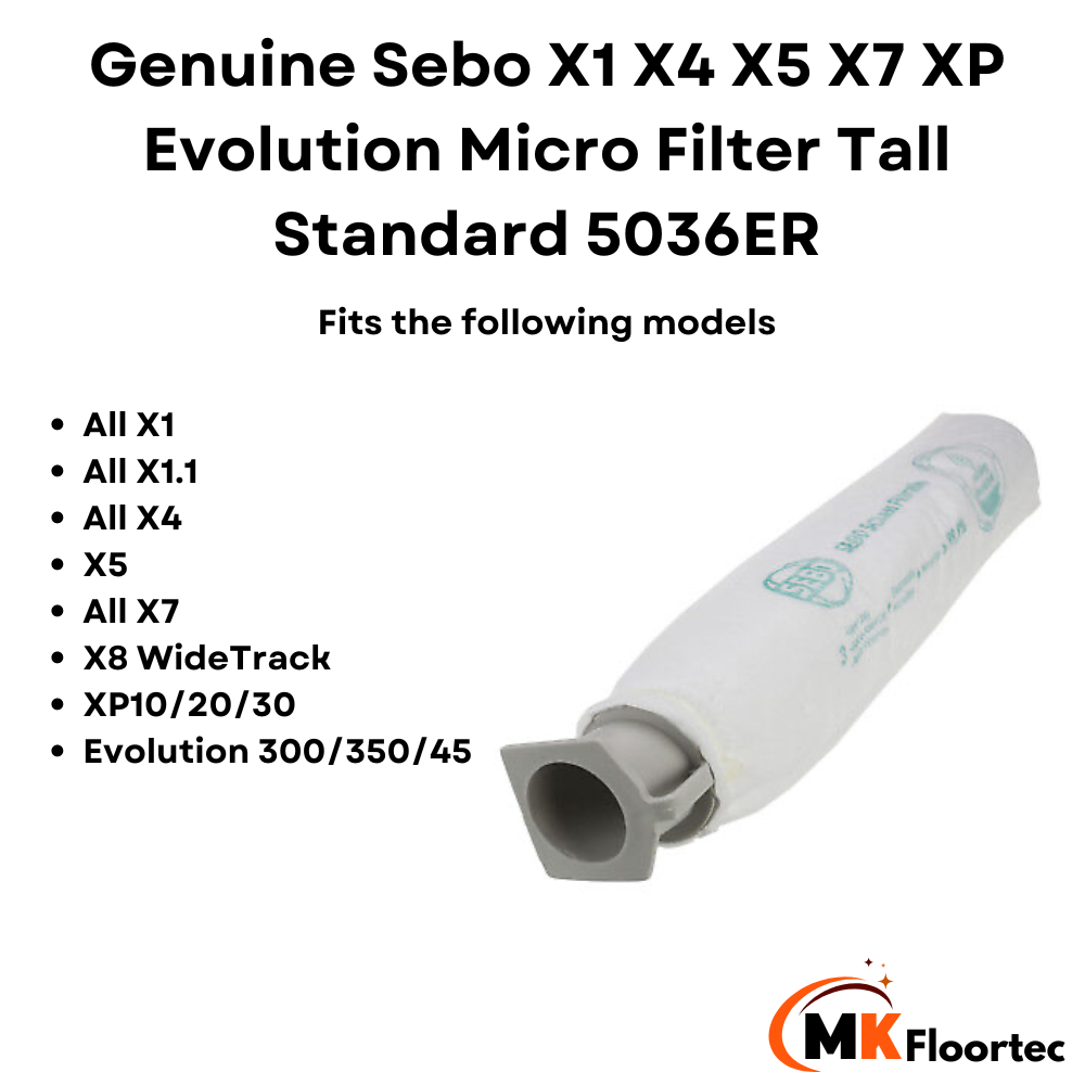 Sebo X1 X4 X5 X7 XP Evolution Micro Filter Tall Standard 5036ER - M.K. Floortec Services Ltd