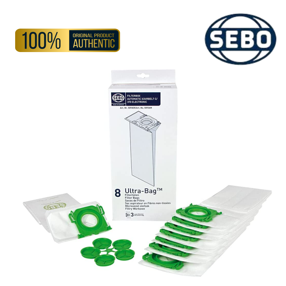 Genuine Sebo X Series / XP / C Series Vacuum Cleaner Ultra Bags 5093ER - 8 Pack