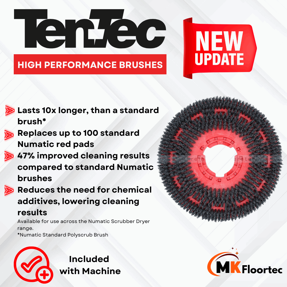 Numatic Ten-Tec floor cleaning machine long life scrubbing brushes