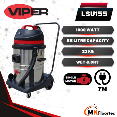 Viper LSU155 Wet & Dry Vacuum Cleaner Single Motor 55 Litre