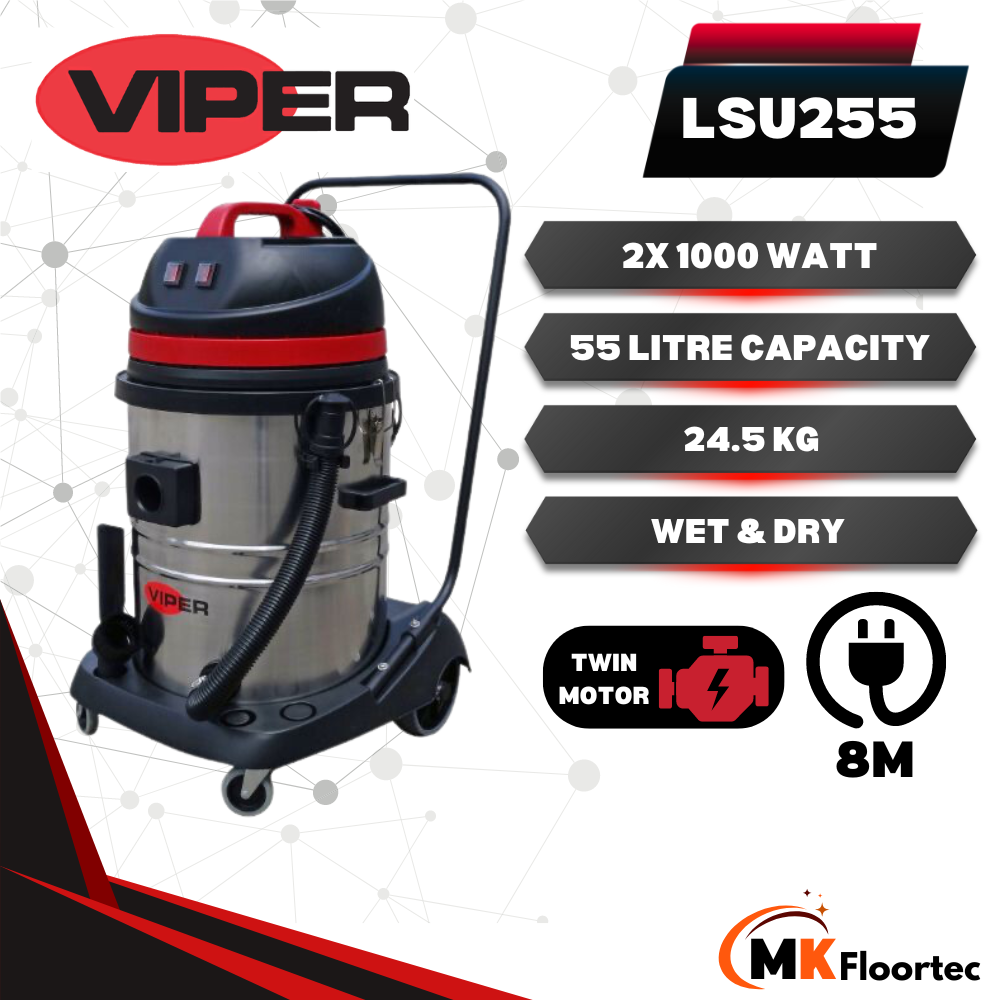 Viper LSU255 Wet & Dry Vacuum Cleaner Twin Motor 55 Litre