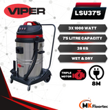 Viper LSU375 Wet & Dry Vacuum Cleaner Triple Motor 75 Litre