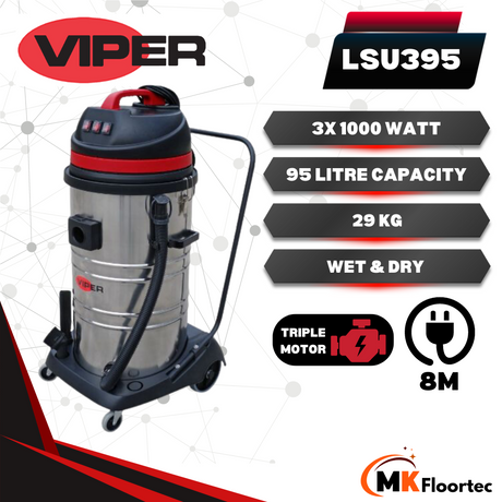 Viper LSU395 Wet & Dry Vacuum Cleaner Triple Motor 95 Litre