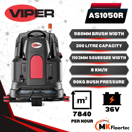 Viper AS1050R Ride On Battery Powered Scrubber Dryer