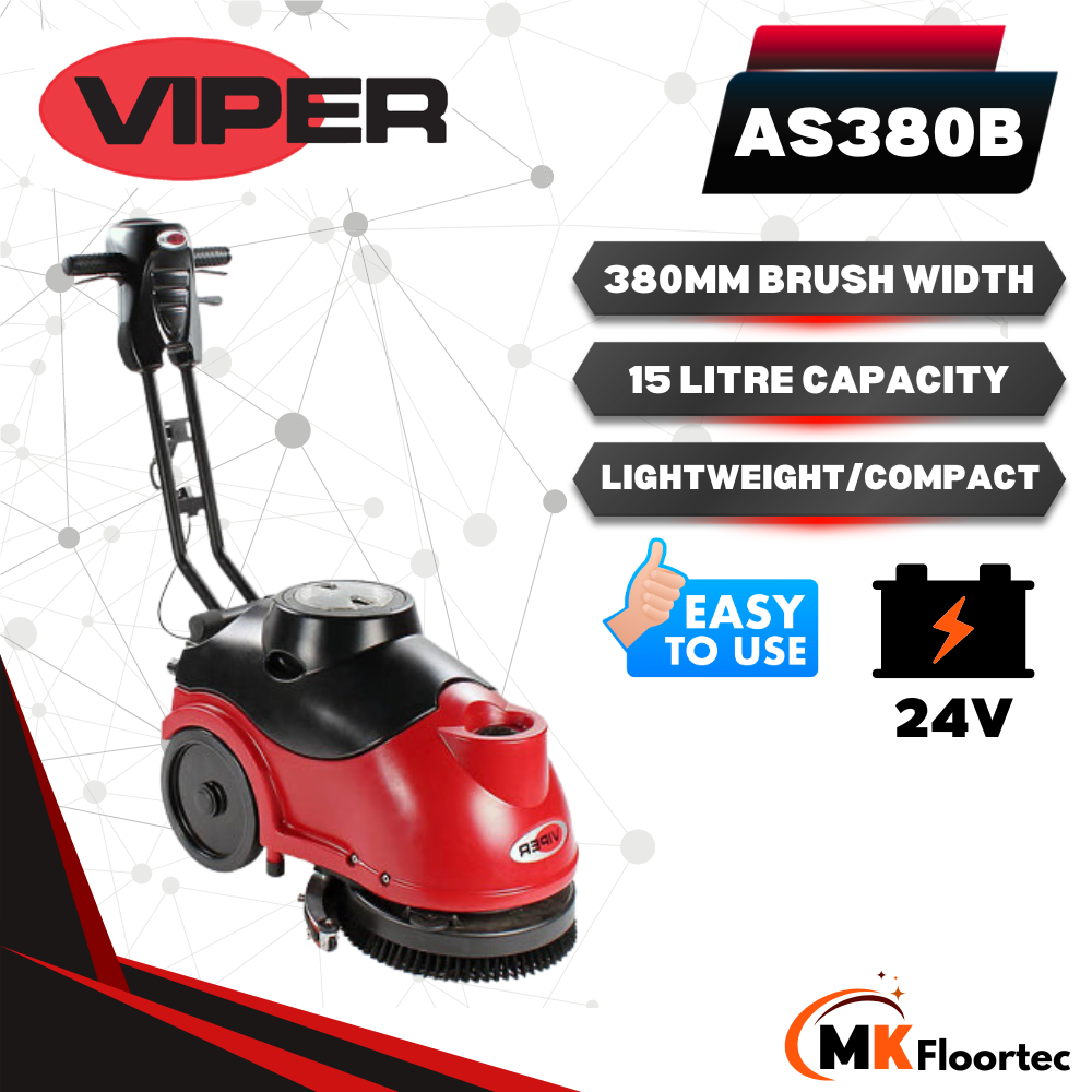 Viper AS380B Compact Battery Powered Scrubber Dryer 15 Litre