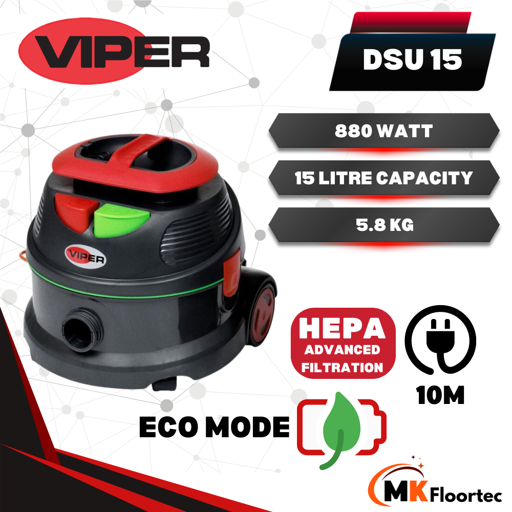 Viper DSU15 HEPA Dry Commercial Vacuum Cleaner 15L